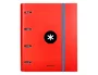 Antartik Carpeta con recambio A4 cuadro 5mm con solapa y 4 anillas 40mm, color rojo