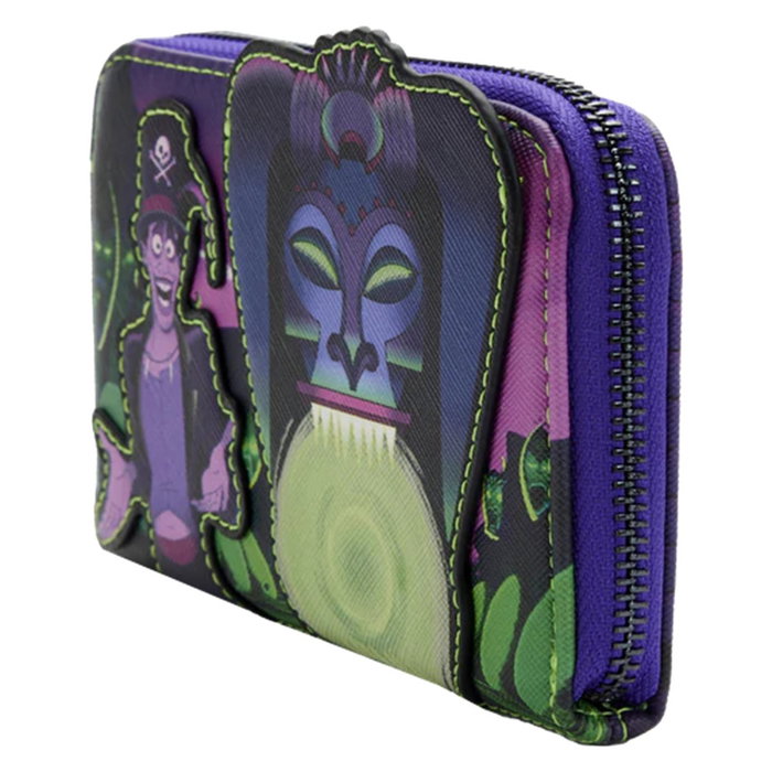 Loungefly Cartera Disney La Princesa y el Sapo Tiana Doctor Facilier con cremallera, cuero vegano, detalles que brillan en la oscuridad