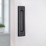 Emuca Tirador para puertas correderas colgadas de madera Pasadena, Longitud 240 mm, Intereje 180 mm, Acero, Negro texturizado