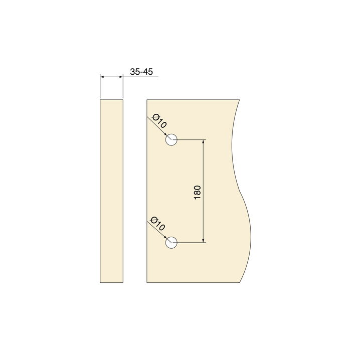 Emuca Tirador para puertas correderas colgadas de madera Pasadena, Longitud 240 mm, Intereje 180 mm, Acero, Negro texturizado
