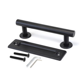 Emuca Tirador para puertas correderas colgadas de madera Pasadena, Longitud 240 mm, Intereje 180 mm, Acero, Negro texturizado