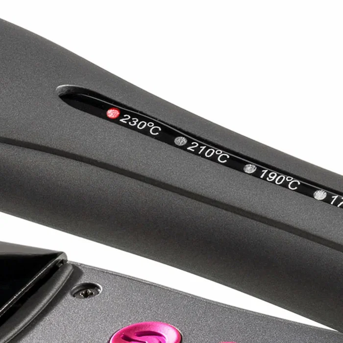 Haeger HS-35B.006A Plancha de Pelo Turmalina Cerámica 230W 6 Temperaturas Apagado Automático Cable 2.5m Negro/Rosa