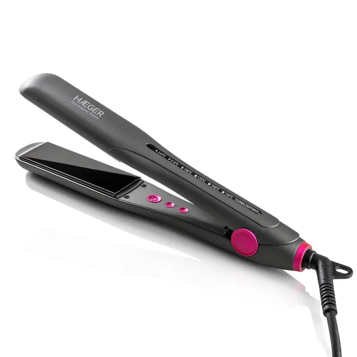 Haeger HS-35B.006A Plancha de Pelo Turmalina Cerámica 230W 6 Temperaturas Apagado Automático Cable 2.5m Negro/Rosa