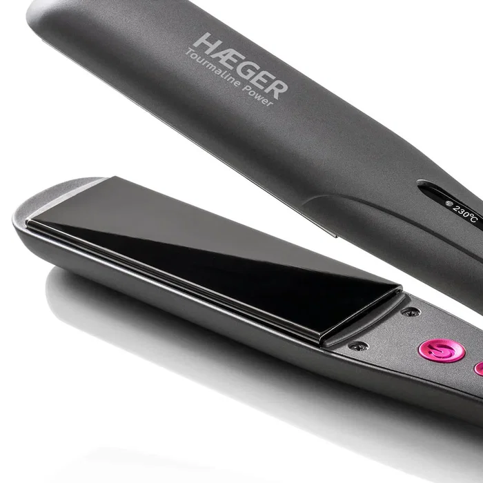 Haeger HS-35B.006A Plancha de Pelo Turmalina Cerámica 230W 6 Temperaturas Apagado Automático Cable 2.5m Negro/Rosa