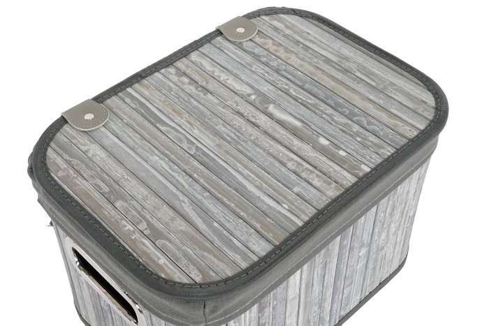 DKD Home Decor Set de 6 Cestas de Bambú y Poliéster Gris y Blanco 51x35x33 cm DKD Home Decor Set de 6 Cestas de Bambú y Poliéster Gris y Blanco 51x35x33 cm