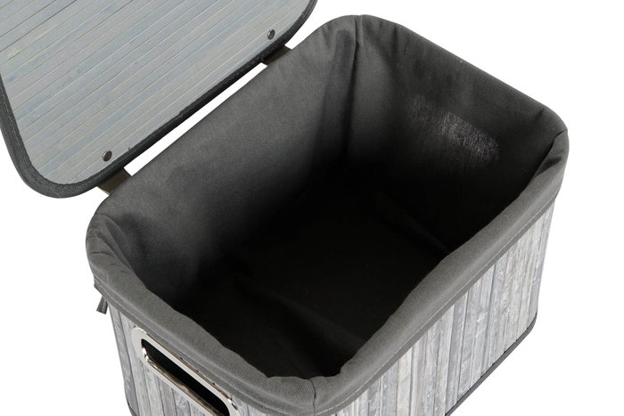 DKD Home Decor Set de 6 Cestas de Bambú y Poliéster Gris y Blanco 51x35x33 cm DKD Home Decor Set de 6 Cestas de Bambú y Poliéster Gris y Blanco 51x35x33 cm