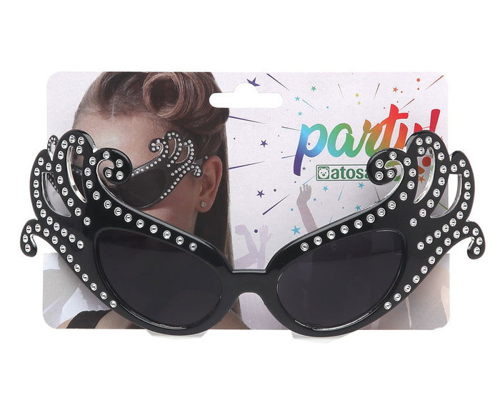 Gafas Negro Brillantes Carnaval Mujer Adulto Estilo Cabaret Diva Fantástico