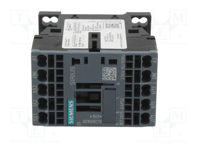 SIEMENS 3RT2015-2AP02 Contactor de 3 polos, 7A, 230VAC SIEMENS 3RT2015-2AP02 Contactor de 3 polos, 7A, 230VAC