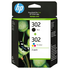 HP 302 Pack de 2 Cartuchos de Tinta Original Negro y Tricolor