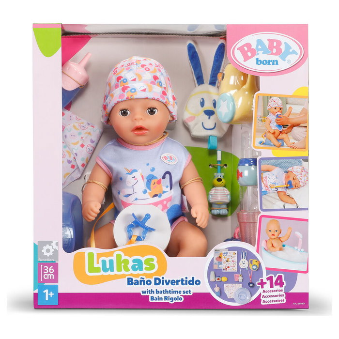 Zapf Creation Baby Born Luka Baño Divertido 36 cm