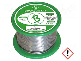 BROQUETAS Estaño Sn99Cu0,7Ag0,3 0,7mm 0,1kg