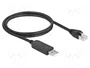 DeLOCK Cable de conexión serial USB 2.0 Tipo-A a RS-232 RJ45 de 1 m negro con chipset FTDI