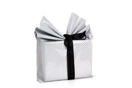 Papel De Regalo Bobina Colibri 30 Cm X 30 M Simple Estampado Blanco Con Puntos Mate