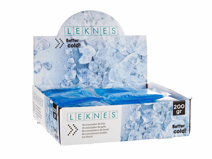 Leknes Acumulador de Frío 200 ml, para Conservar Alimentos, Dimensiones 14x2x12.5 cm, Color Azul (Set de 48)