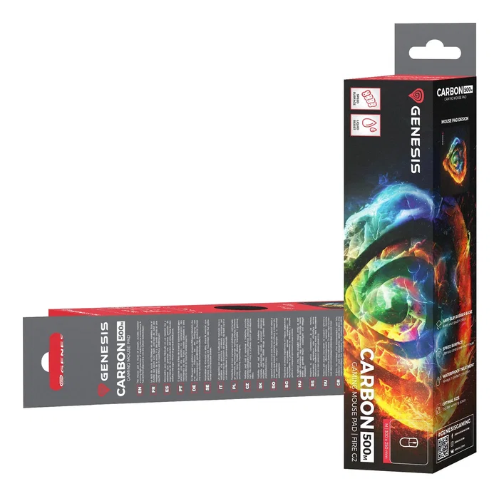 Genesis Alfombrilla de ratón para juegos Carbon 500 M Fire G2, tela speed, multicolor, 300x250mm, antideslizante y resistente al agua