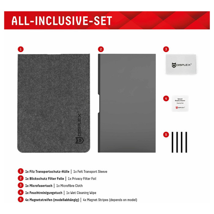 Displex Filtro de Privacidad 01764 para MacBook Air/Pro 13.3", Antirreflectante, Protector Anti-Rayaduras 5H, Filtro Luz Azul 98%, Montaje Magnético, Negro