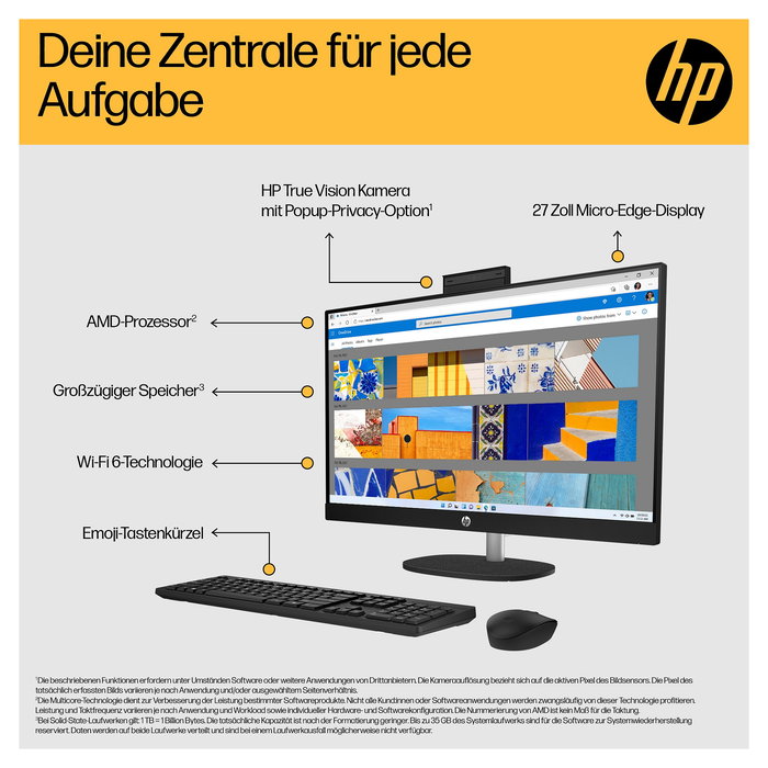 HP AIO 27-cr0006ng All-in-One - Pantalla 27", Procesador AMD Ryzen 7 7730U, 16GB RAM, 1TB SSD, Windows 11 Home