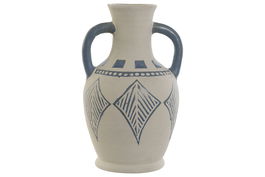 DKD Home Decor Jarrón Mediterráneo Crudo Azul Cerámica 15 x 25 x 15 cm
