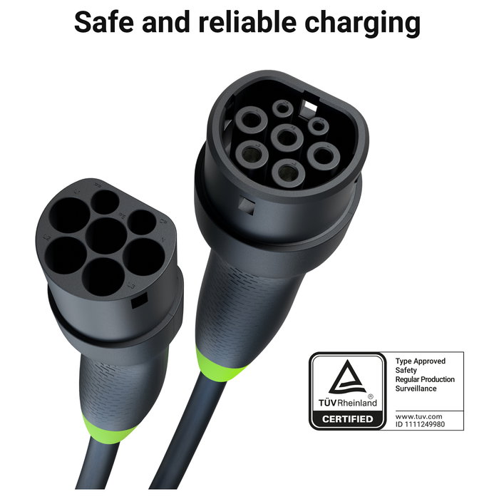 Green Cell Cable de Carga para Vehículo Eléctrico Snap Type 2 11 kW 7 m Green Cell Cable de Carga para Vehículo Eléctrico Snap Type 2 11 kW 7 m