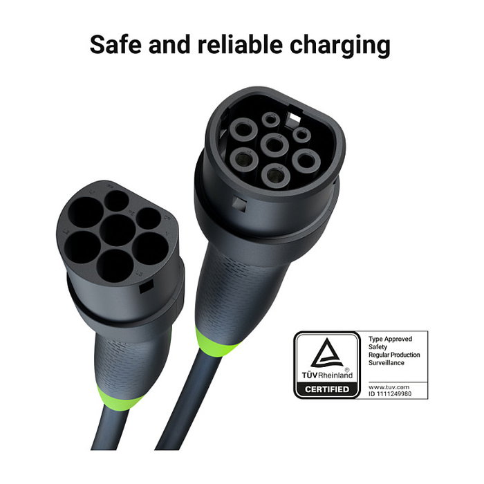 Green Cell Cable de Carga para Vehículo Eléctrico Snap Type 2 11 kW 7 m Green Cell Cable de Carga para Vehículo Eléctrico Snap Type 2 11 kW 7 m