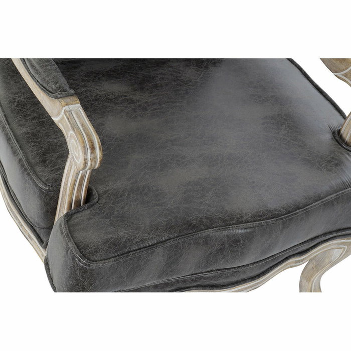 DKD Home Decor Sillón de PU y Rubberwood Marrón Desgastado
