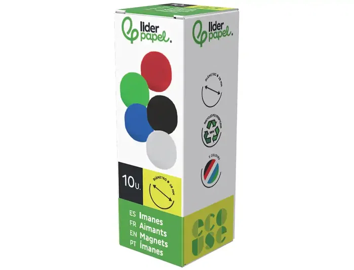 Liderpapel Iman Ecouse PP Reciclado para Pizarra Magnética 20 mm Caja de 10 Unidades Liderpapel Iman Ecouse PP Reciclado para Pizarra Magnética 20 mm Caja de 10 Unidades