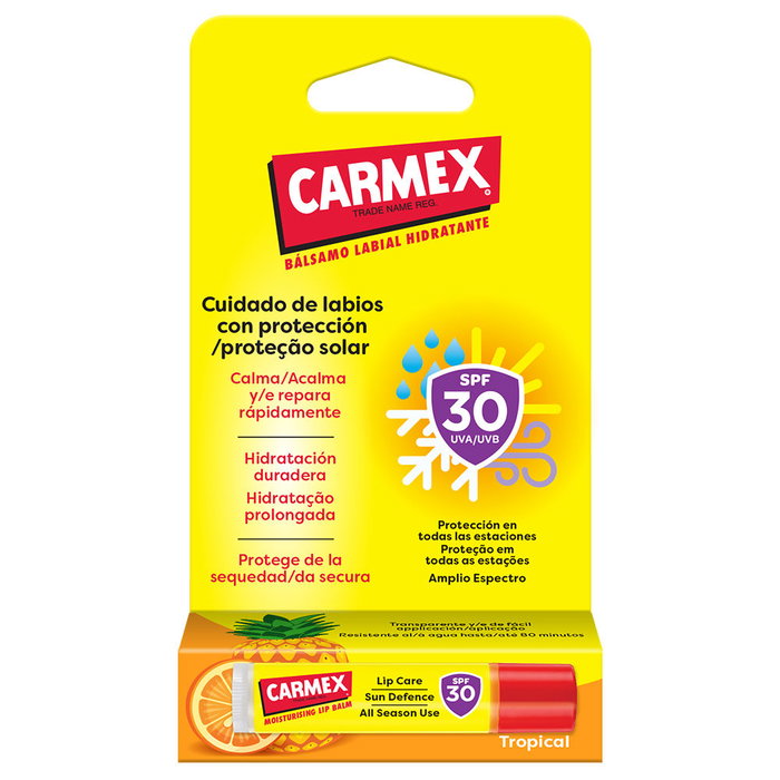 Carmex - Bálsamo Labial Hidratante Stick con Protección Solar SPF30 - 1 Unidad