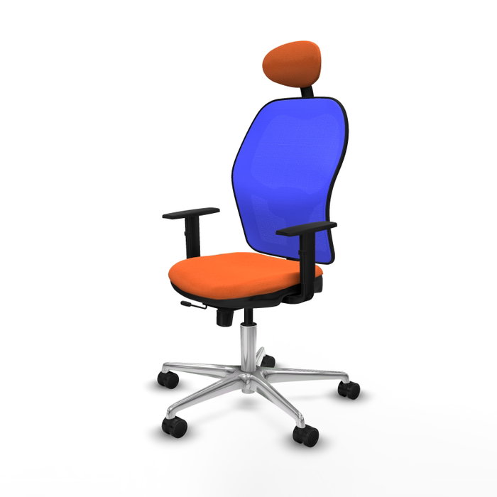PIQUERAS Y CRESPO Silla de oficina Jorquera con mecanismo Sincro/Traslack, Tela Naranja y Malla Azul PIQUERAS Y CRESPO Silla de oficina Jorquera con mecanismo Sincro/Traslack, Tela Naranja y Malla Azul