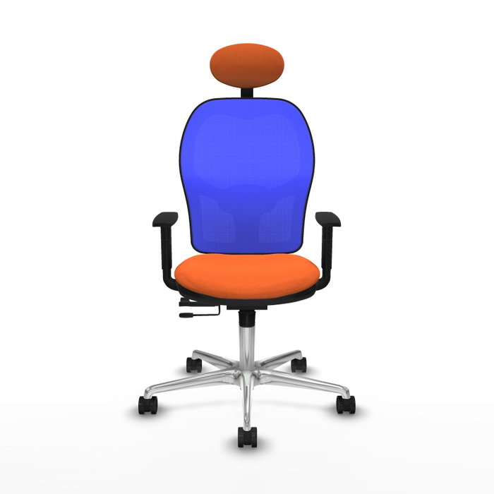 PIQUERAS Y CRESPO Silla de oficina Jorquera con mecanismo Sincro/Traslack, Tela Naranja y Malla Azul PIQUERAS Y CRESPO Silla de oficina Jorquera con mecanismo Sincro/Traslack, Tela Naranja y Malla Azul