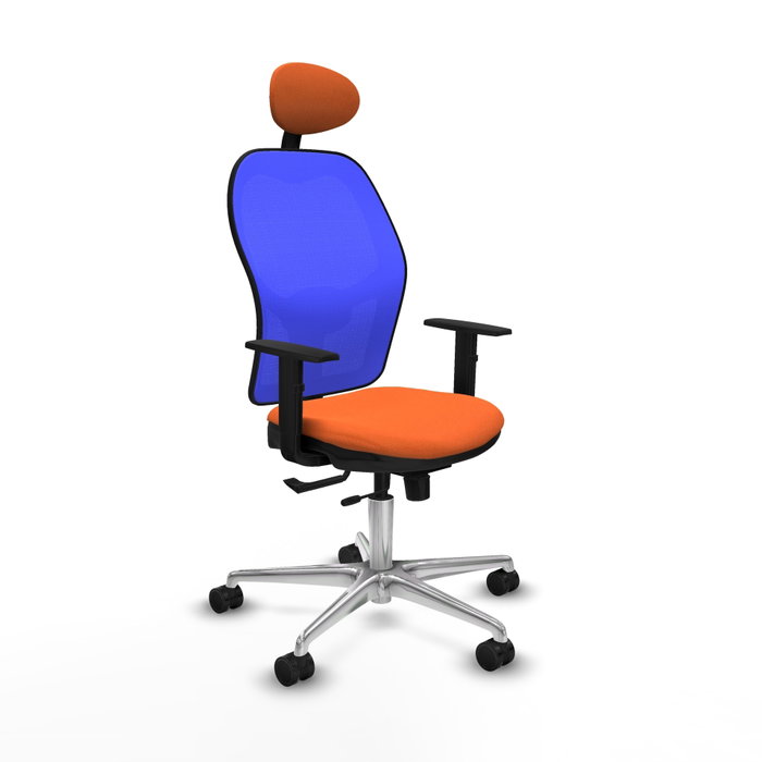 PIQUERAS Y CRESPO Silla de oficina Jorquera con mecanismo Sincro/Traslack, Tela Naranja y Malla Azul PIQUERAS Y CRESPO Silla de oficina Jorquera con mecanismo Sincro/Traslack, Tela Naranja y Malla Azul