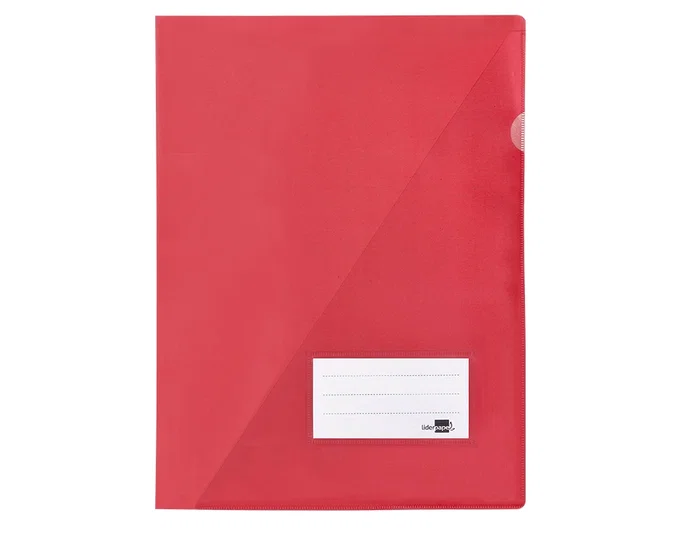 Liderpapel Carpeta dossier A4 con uñero, tarjetero y solapa interior - Rojo