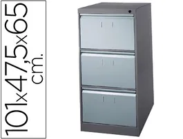 Blanca Fichero Metálico Cajones 1375 Gris 101cm Alto x 47.5cm Ancho x 65cm Prof. 3 Cajones para Carpetas DIN A4/Folio