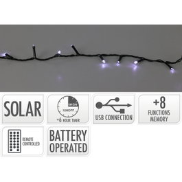 Basics Guirnalda LED Solar 240 LEDs Blanco Frío 13 Funciones