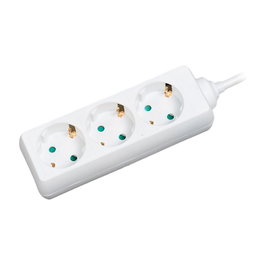 LogiLink Regleta de 3 tomas, 1,4m, blanco, con toma de tierra