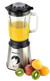 MAGEFESA Batidora de vaso Blendia 800 W 1,5 L con jarra de cristal y función pica-hielo. (MGF4246) sitting on stainless steel design.