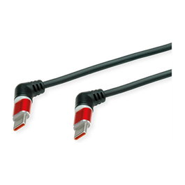 ROLINE Cable USB 2.0 Tipo-C a Tipo-C con rotación de 360 grados, Negro/Rojo, 2m