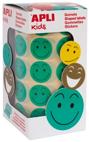 Apli Gomets de Cara Feliz Verde de 20mm (900 unidades)