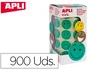 Apli Gomets Autoadhesivo Smile Verde Cara Feliz Rollo 900 Unidades 20mm