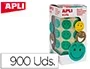 Apli Gomets Autoadhesivo Smile Verde Cara Feliz Rollo 900 Unidades 20mm