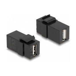 DeLOCK Módulo Keystone USB 2.0 A hembra a USB 2.0 A hembra negro