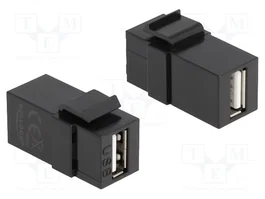 DeLOCK Módulo Keystone USB 2.0 A hembra a USB 2.0 A hembra negro 87829