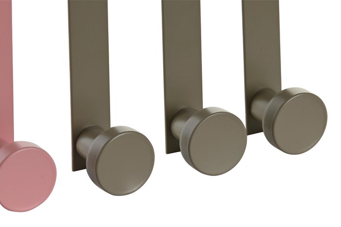 DKD Home Decor Perchero Básicos Melocotón Verde 8 x 17 x 3 cm Set de 3