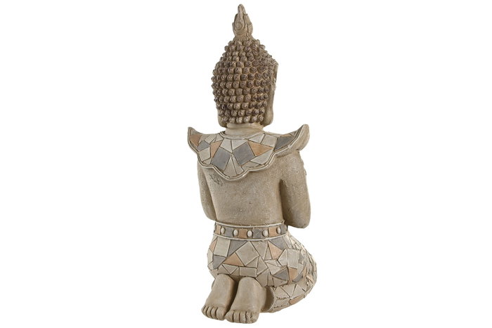 DKD Home Decor Figura de Buda Beige en Magnesia y Fibra de Vidrio