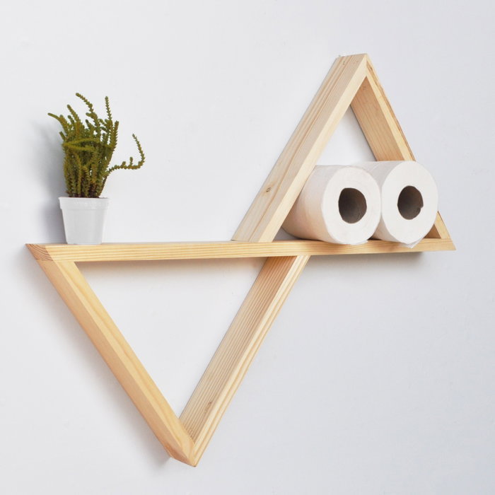 Hanah Home Aa005 Estantería de Pared, Madera de Abeto, Roble, 55x50x9 cm, Hecha a Mano