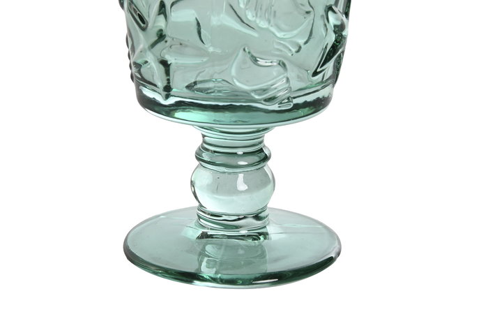 DKD Home Decor Set de 6 Copas de Cristal Turquesa con Relieve 345ml