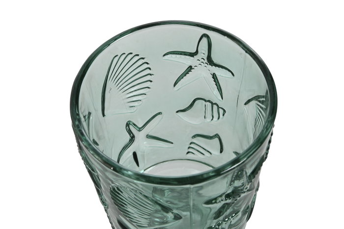 DKD Home Decor Set de 6 Copas de Cristal Turquesa con Relieve 345ml