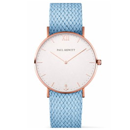 Paul Hewitt Reloj SA-R-SM-W-26S con correa de tela azul y caja rosa