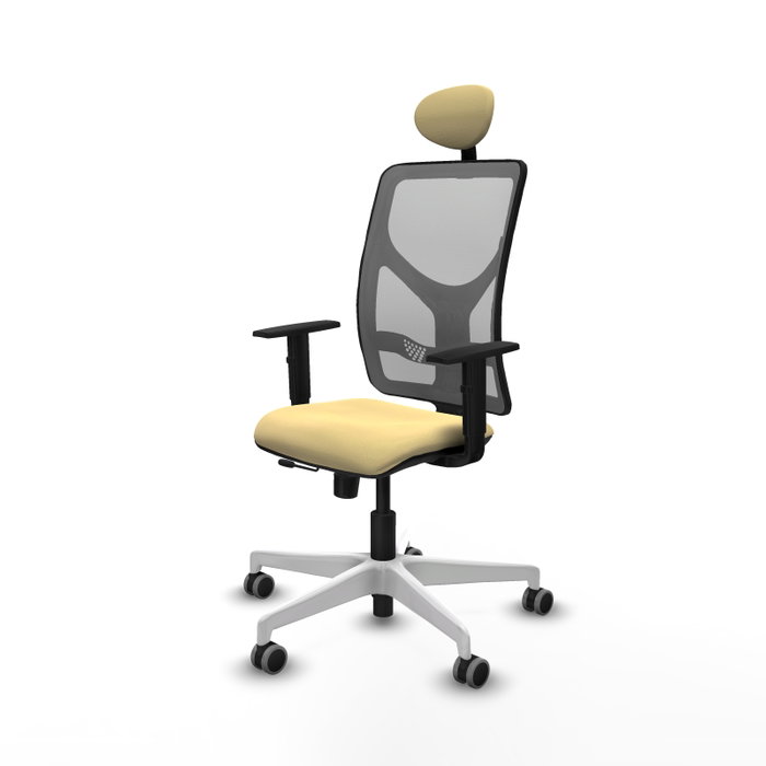 PIQUERAS Y CRESPO Silla de oficina Motilla con mecanismo Sincro/Traslack Crema y Gris