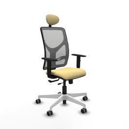 PIQUERAS Y CRESPO Silla de oficina Motilla con mecanismo Sincro/Traslack Crema y Gris