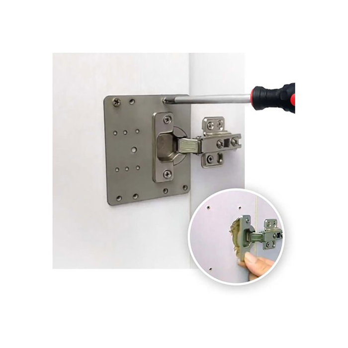 Micel Placa reparación bisagra cazoleta modelo BC14 acero inoxidable 90x90 mm
